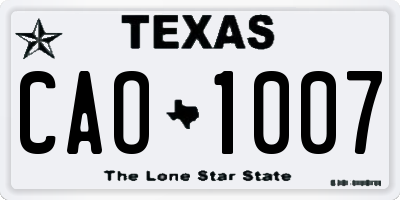 TX license plate CAO1007