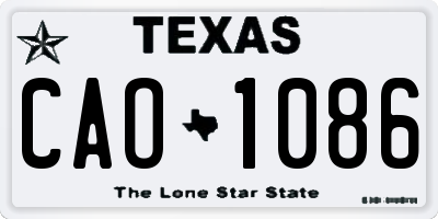 TX license plate CAO1086