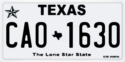 TX license plate CAO1630