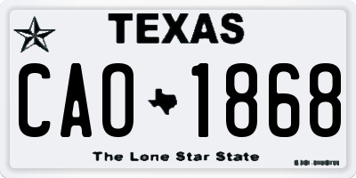 TX license plate CAO1868