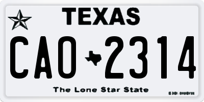 TX license plate CAO2314