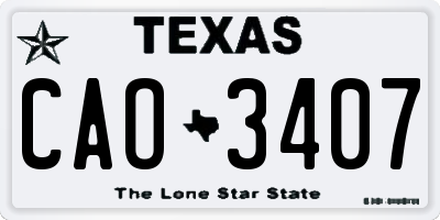 TX license plate CAO3407