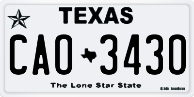 TX license plate CAO3430