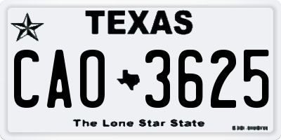 TX license plate CAO3625