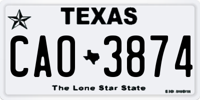 TX license plate CAO3874