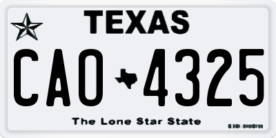 TX license plate CAO4325