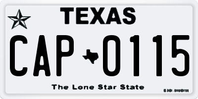 TX license plate CAP0115