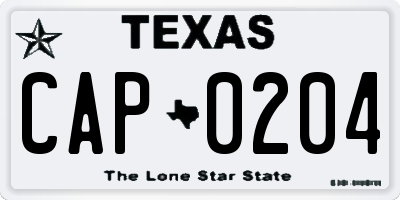 TX license plate CAP0204