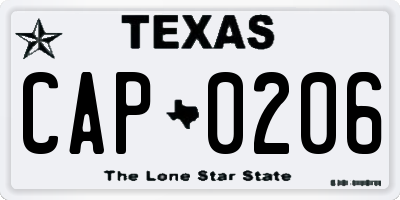 TX license plate CAP0206