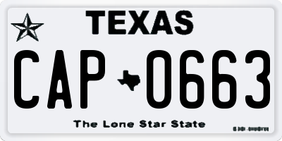 TX license plate CAP0663