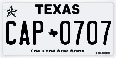 TX license plate CAP0707