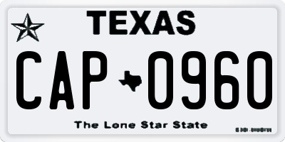 TX license plate CAP0960