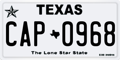 TX license plate CAP0968