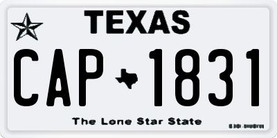 TX license plate CAP1831