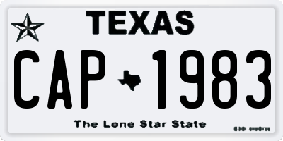 TX license plate CAP1983