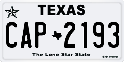 TX license plate CAP2193