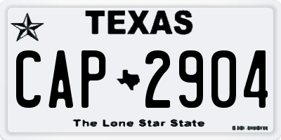 TX license plate CAP2904
