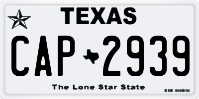 TX license plate CAP2939