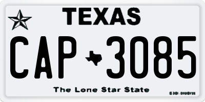 TX license plate CAP3085