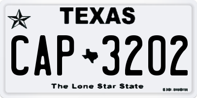 TX license plate CAP3202