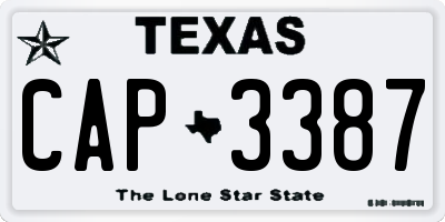 TX license plate CAP3387