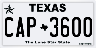 TX license plate CAP3600