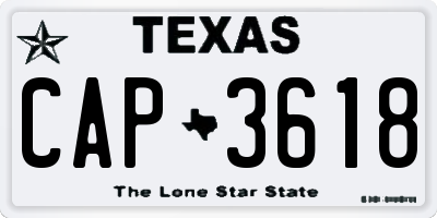 TX license plate CAP3618