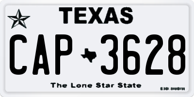 TX license plate CAP3628