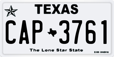 TX license plate CAP3761
