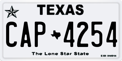 TX license plate CAP4254