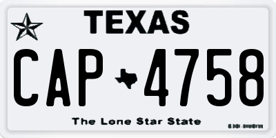 TX license plate CAP4758