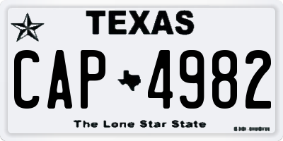 TX license plate CAP4982