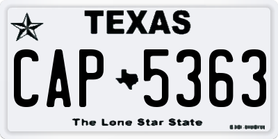 TX license plate CAP5363