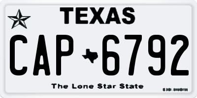 TX license plate CAP6792