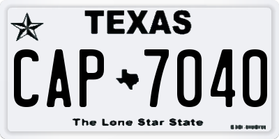 TX license plate CAP7040