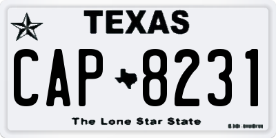 TX license plate CAP8231