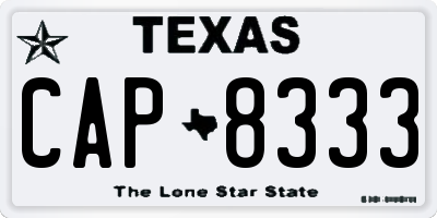 TX license plate CAP8333