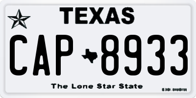 TX license plate CAP8933