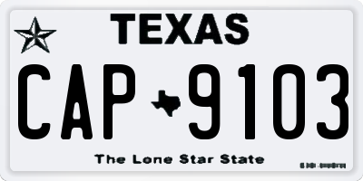 TX license plate CAP9103