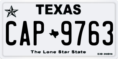 TX license plate CAP9763