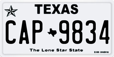 TX license plate CAP9834