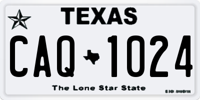 TX license plate CAQ1024