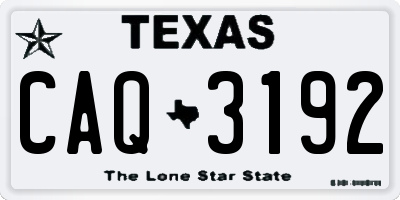 TX license plate CAQ3192