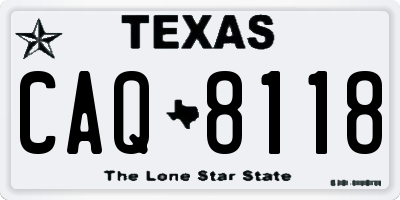 TX license plate CAQ8118