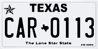 TX license plate CAR0113
