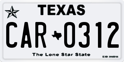 TX license plate CAR0312