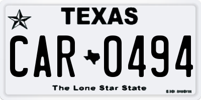 TX license plate CAR0494