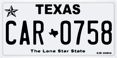 TX license plate CAR0758