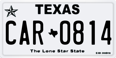 TX license plate CAR0814