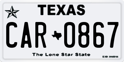 TX license plate CAR0867